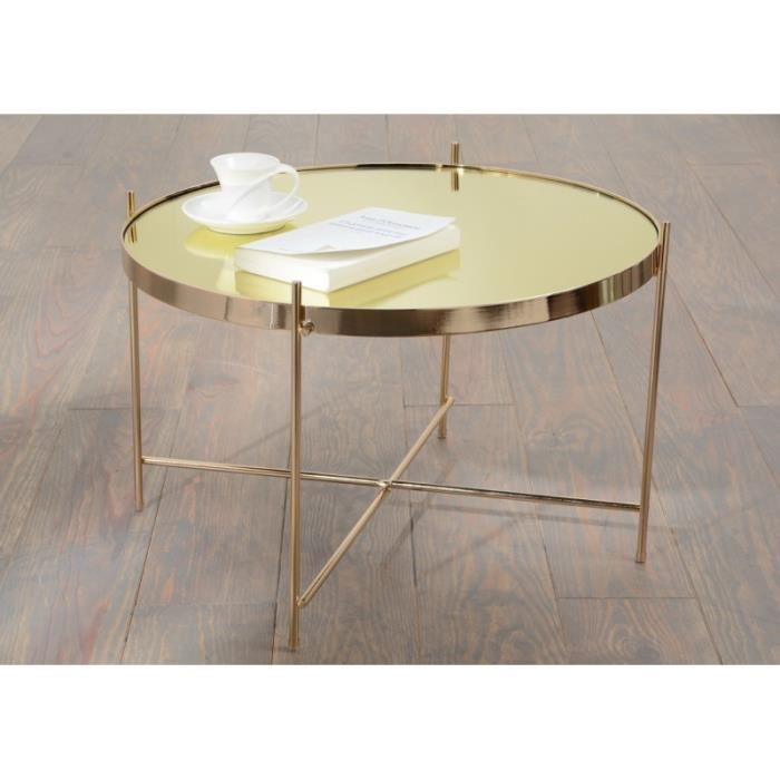 Table basse ronde dorée