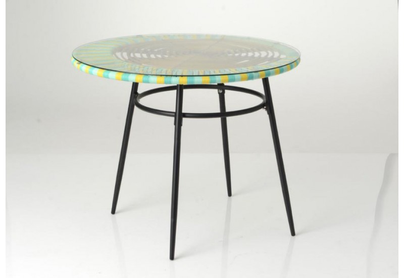 Table basse ronde colorée