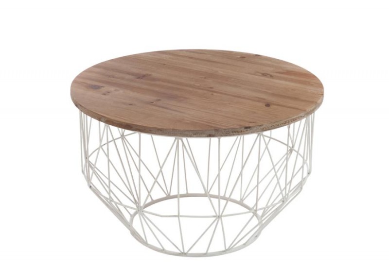 Table basse ronde plateau bois