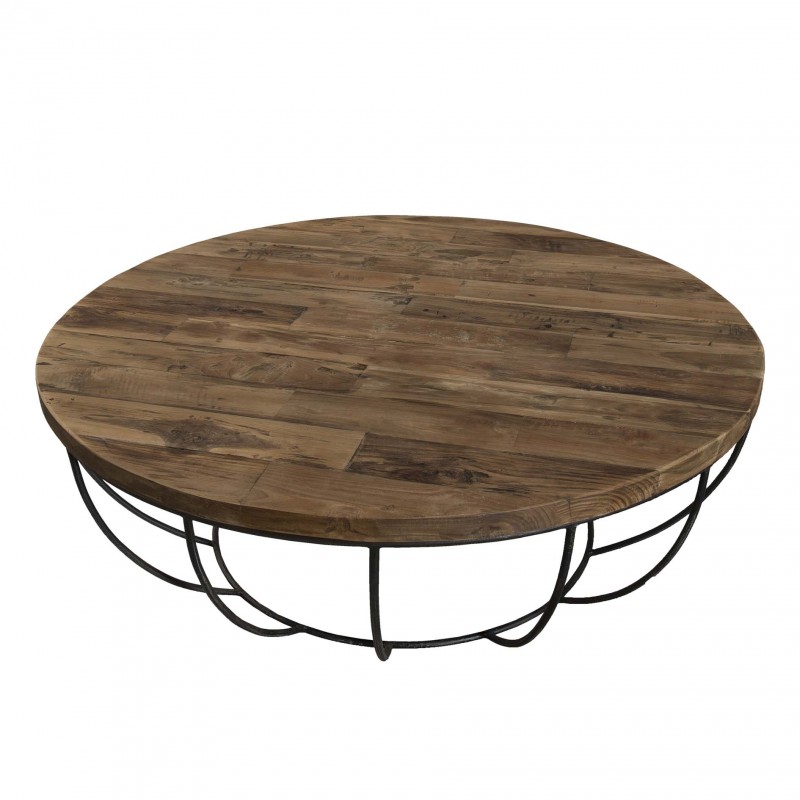 Table basse bois et metal ovale