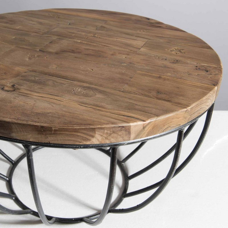 Table basse ronde bois et noir