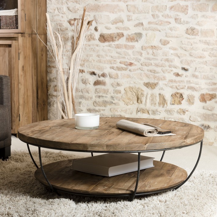 Table basse design bois ronde