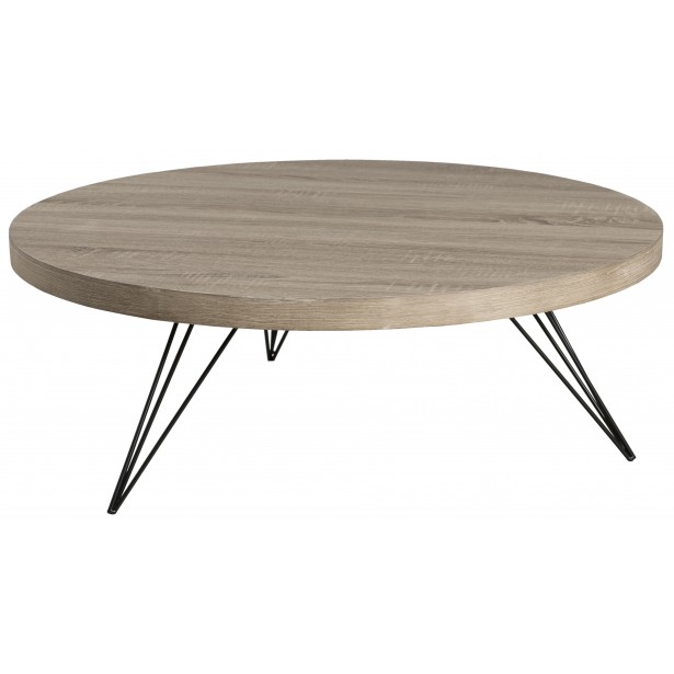 Table basse ronde bois pied metal