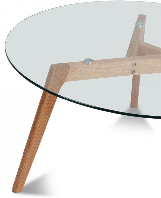 Table basse ronde scandinave verre