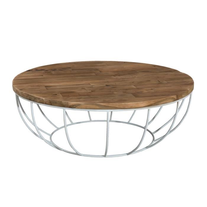 Table basse bois métal ronde