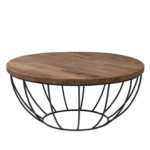 Table basse ronde bois metal