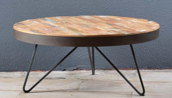 Table basse salon bois ronde