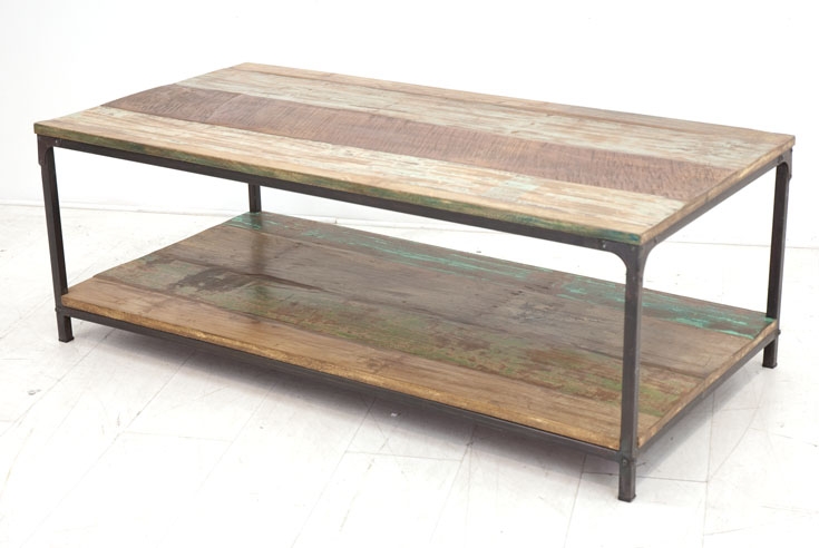 Table basse en fer forgé et bois