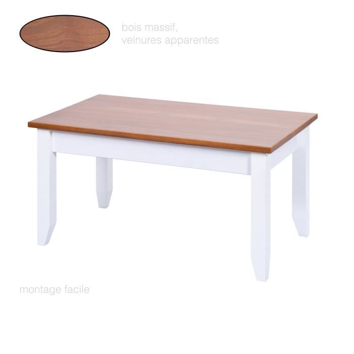 Table basse bois blanc rustique