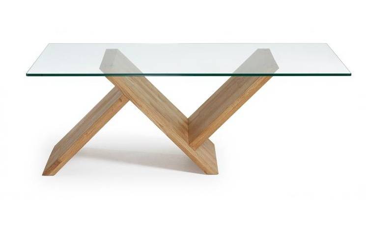 Table basse ronde verre et bois scandinave