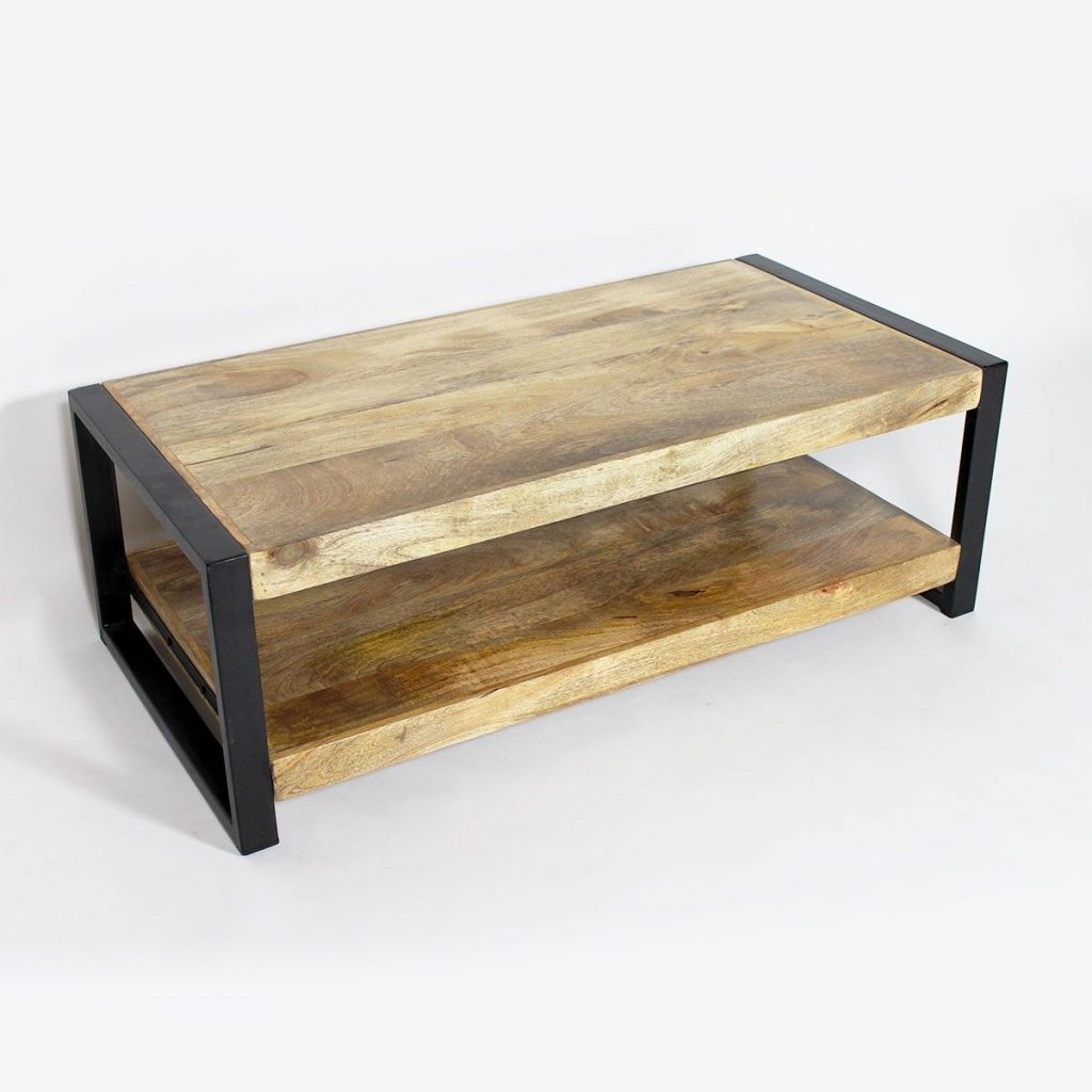 Table basse en bois salon industrielle