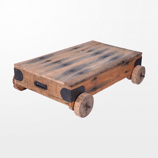 Table basse bois sur roulette