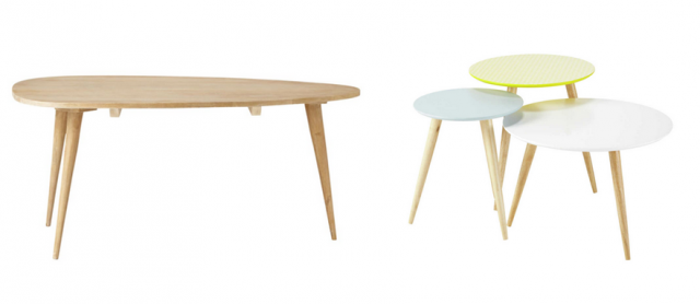 Table basse bois et jaune