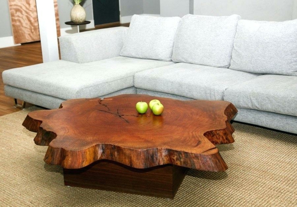 Table basse bois tronc arbre