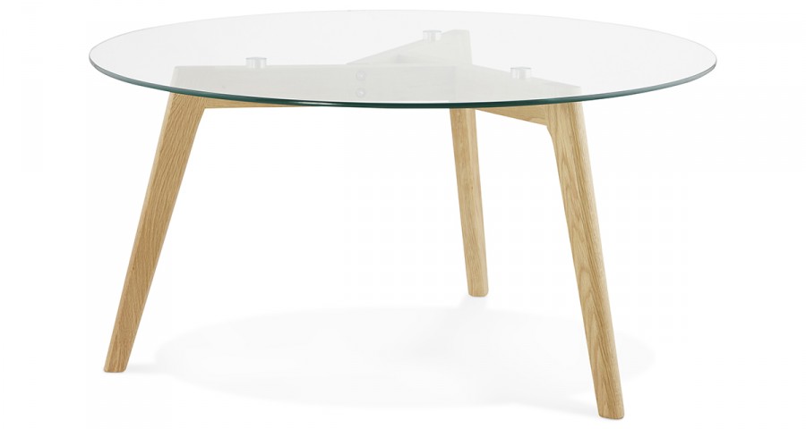 Table basse vitrée bois