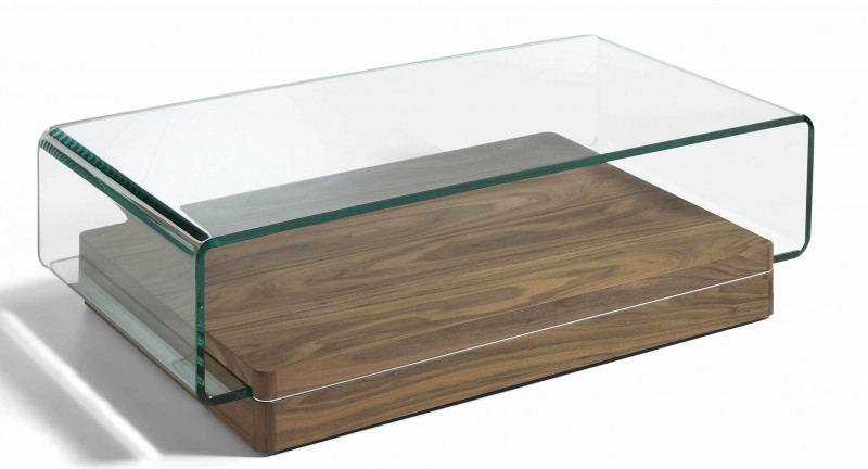 Table basse en verre et bois massif contemporaine geneve