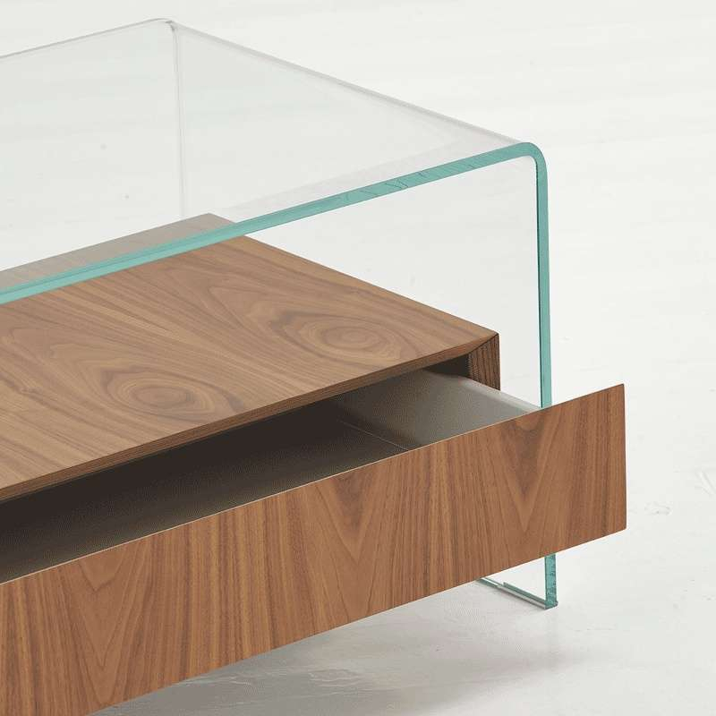 Table basse ovale bois tiroir