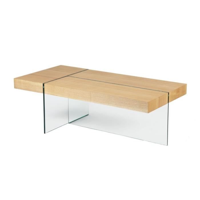 Grande table basse bois et verre
