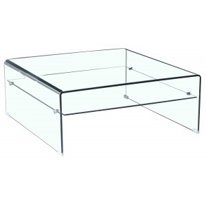 Table basse verre trempe et bois