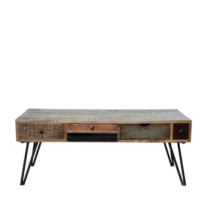 Table basse bois colore