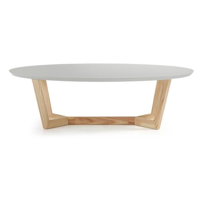 Table basse ovale bois gris