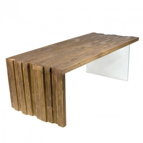 Table basse en bois et verre
