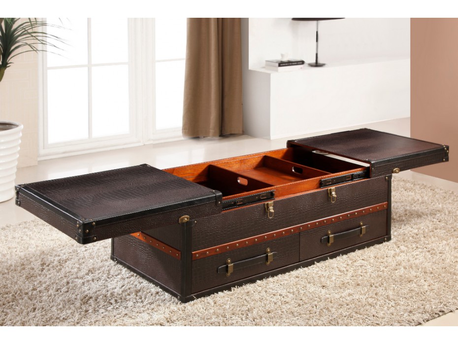 Malle bois table basse