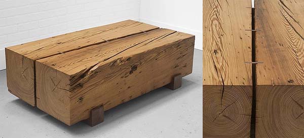 Table basse en bois massif brut