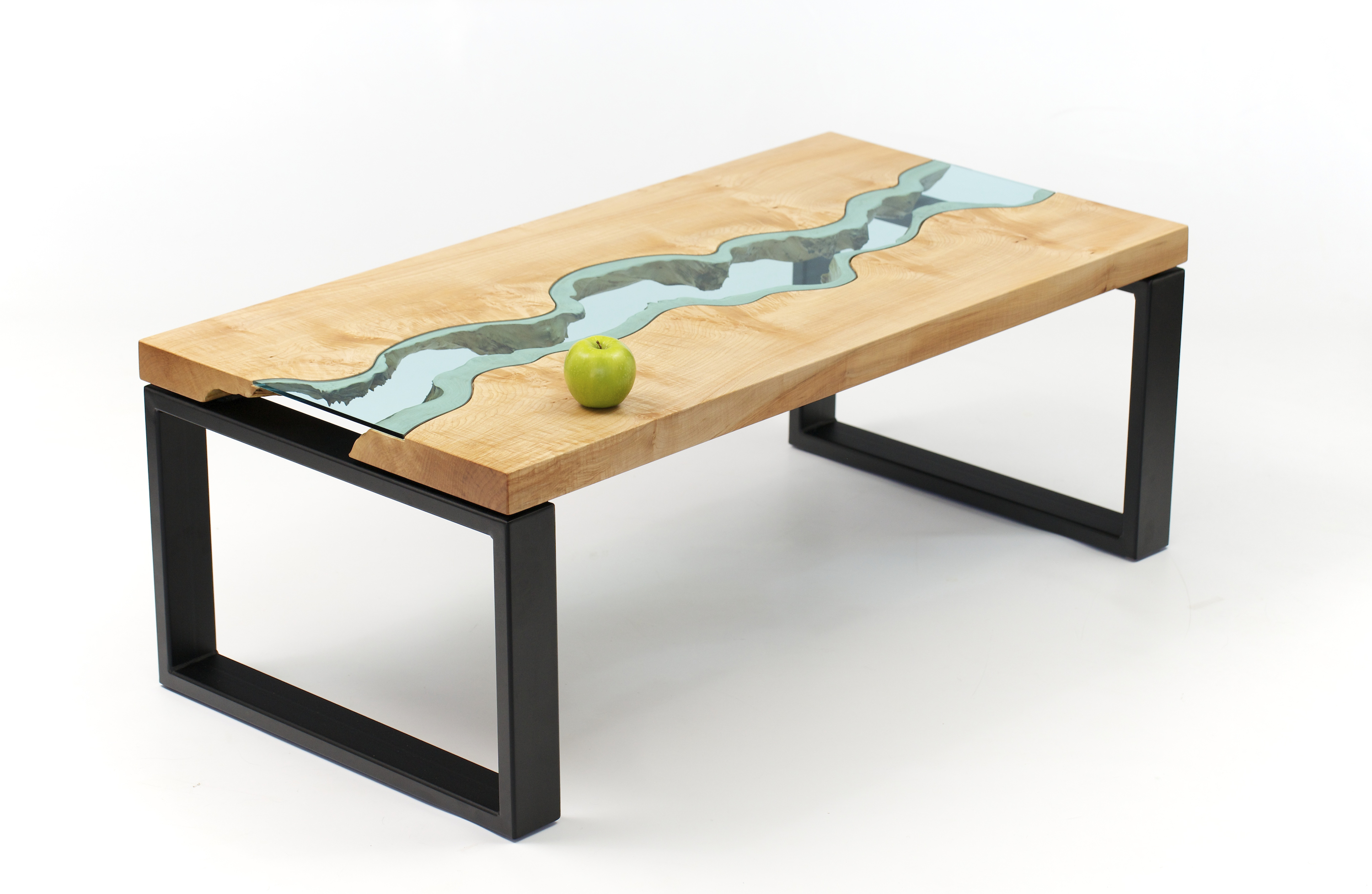 Table basse bois verte