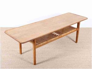 Table basse rotin scandinave