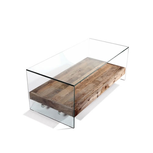 Table basse salon verre et bois