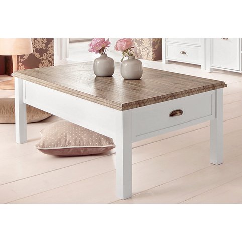 Table basse bois blanc rectangulaire