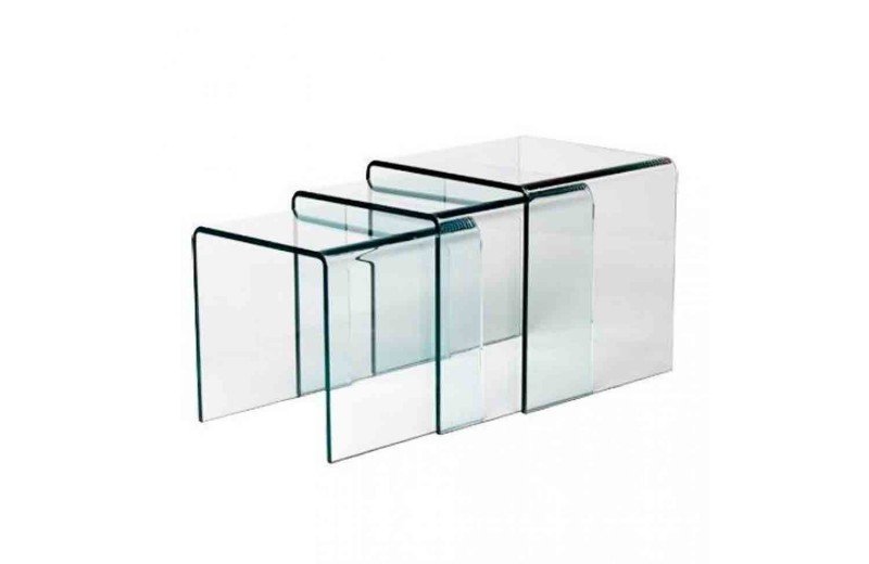 Table basse gigogne design verre