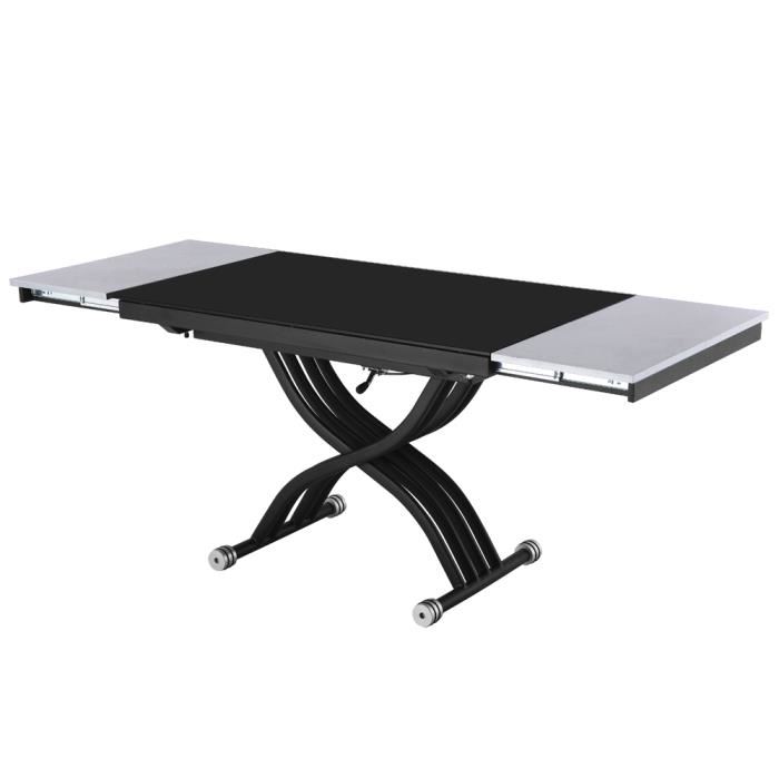 Table basse relevable reality verre blanc
