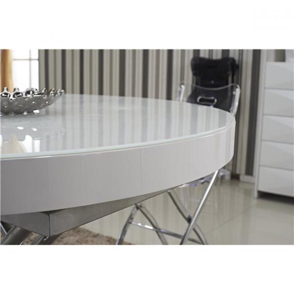 Table basse ronde relevable et extensible saturna blanche
