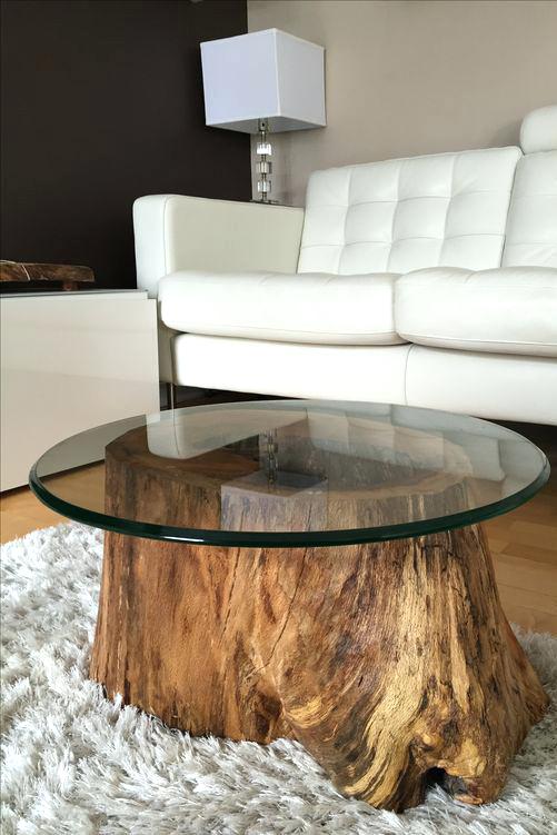 Table basse en rondin de bois