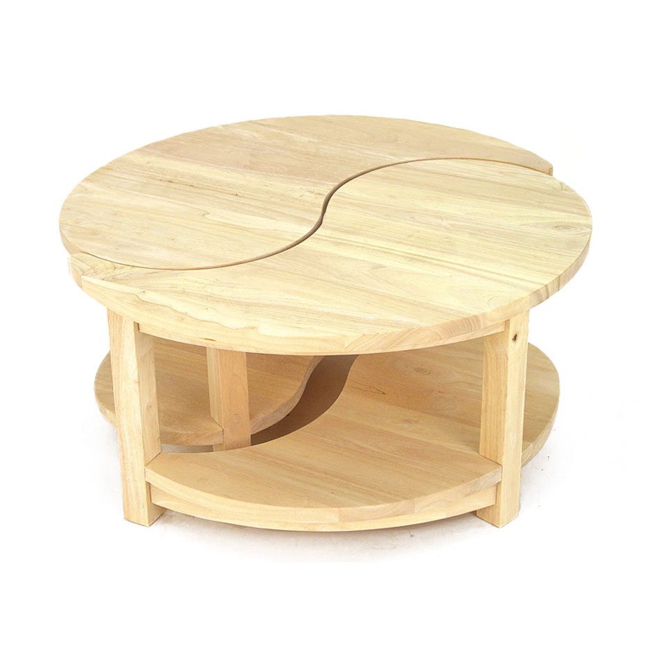 Table basse ronde de salon en bois