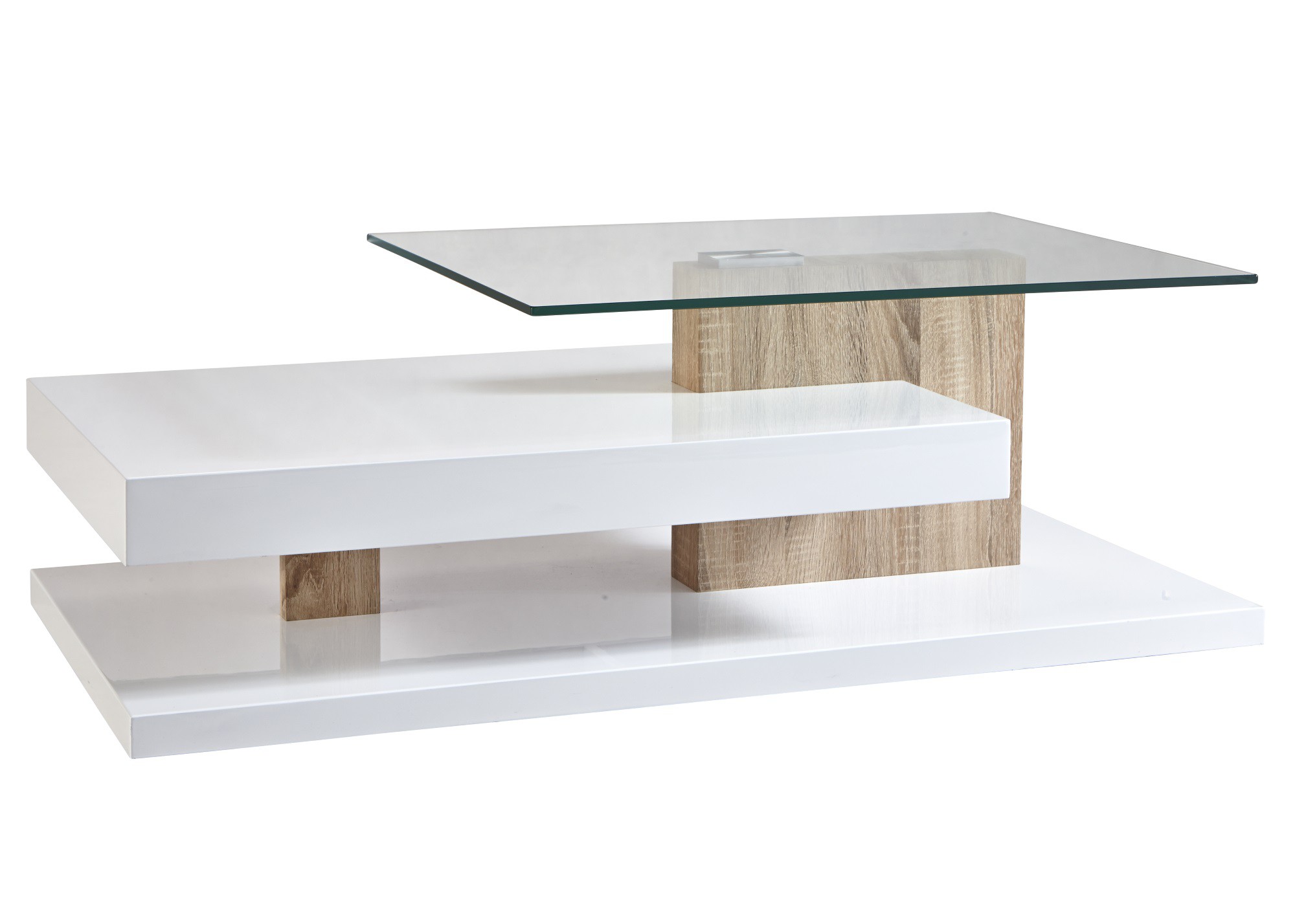 Table basse bois tiroir blanc