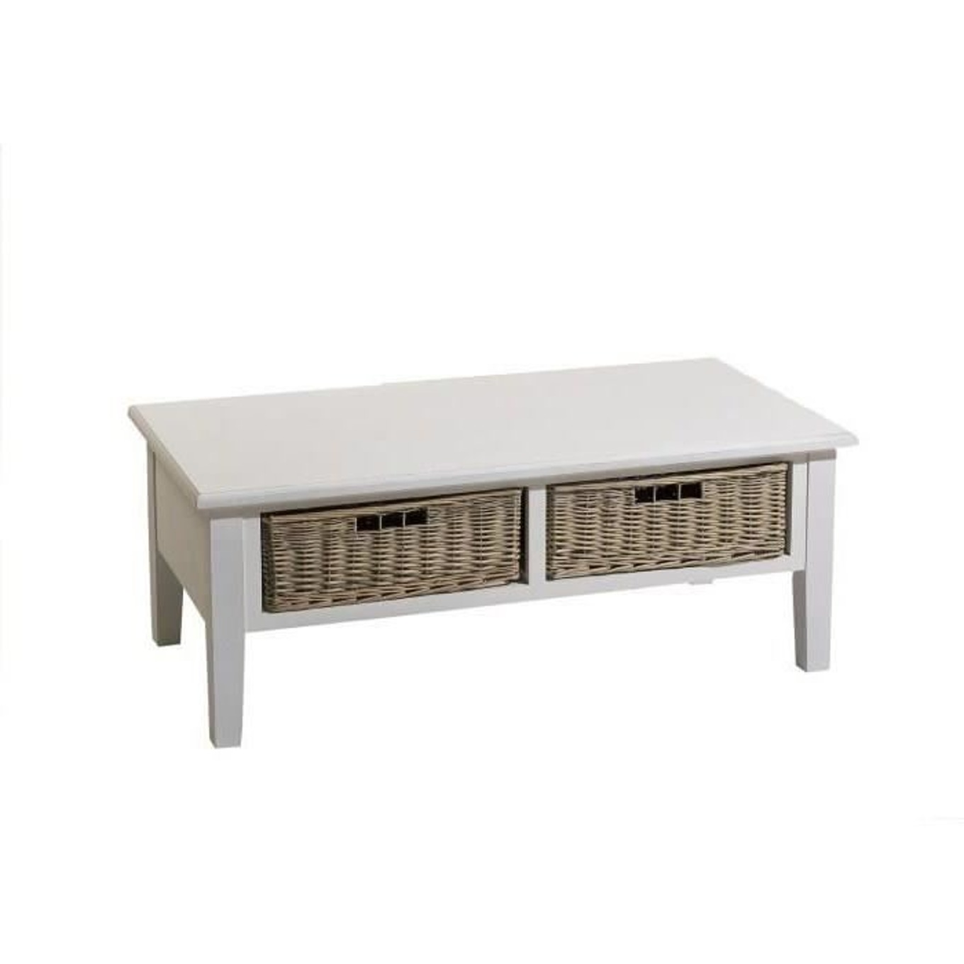 Table basse blanche et bois pas cher