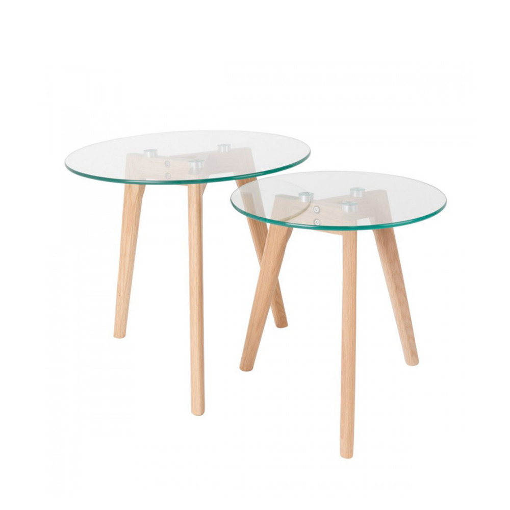 Petite table basse verre et bois