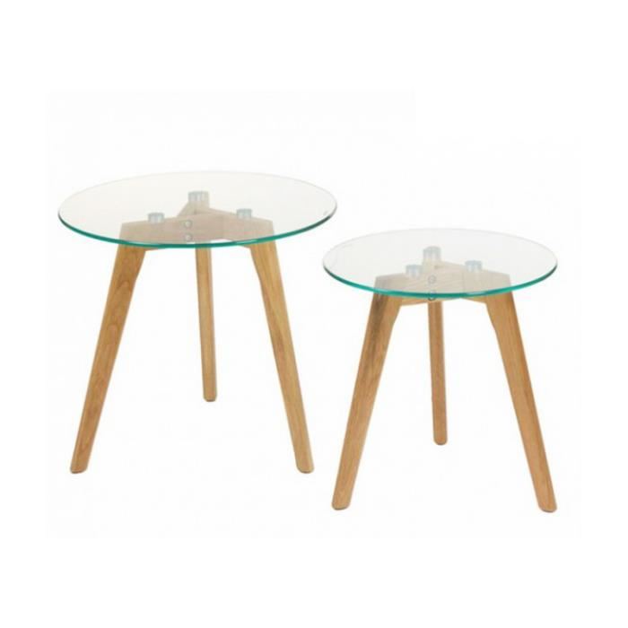 Table basse verre bois scandinave