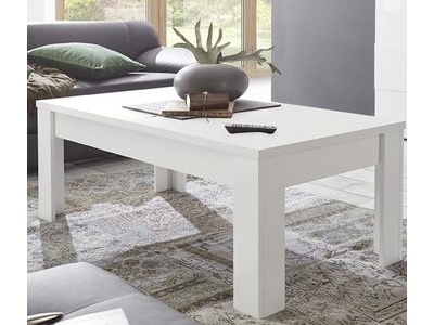 Table basse blanche dessus bois