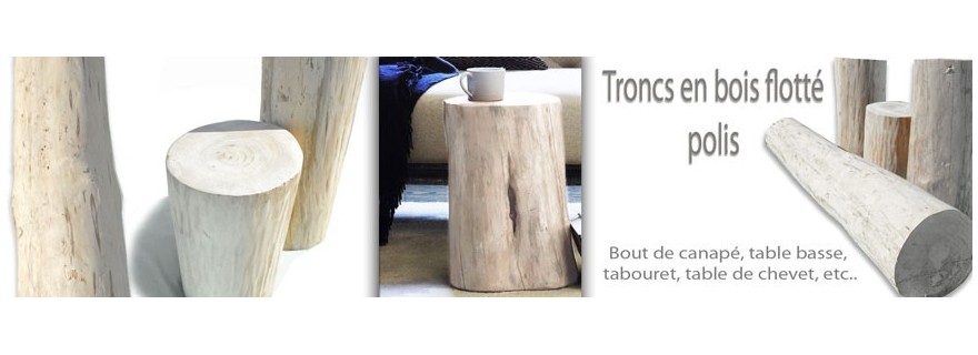 Table basse tronc bois flotté