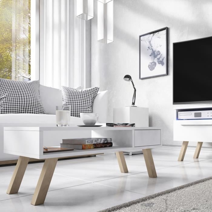 Table basse blanche style scandinave