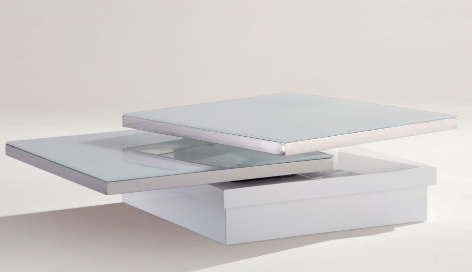 Table basse design verre pivotant