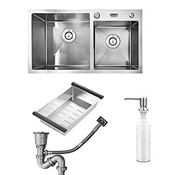 Evier inox 2 bacs encastrable
