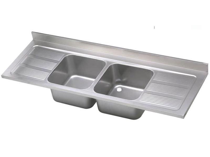 Evier inox 2 bacs 2 egouttoirs