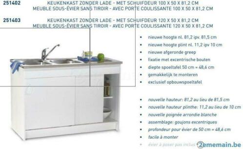 Meuble sous evier porte coulissante