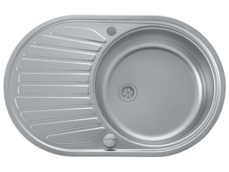 Evier inox rond avec egouttoir