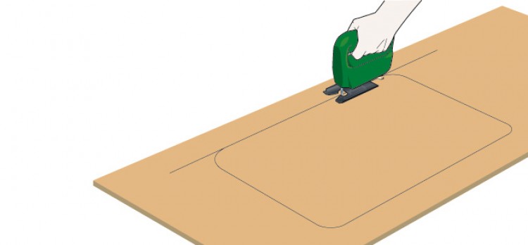 Decoupe d un plan de travail pour evier